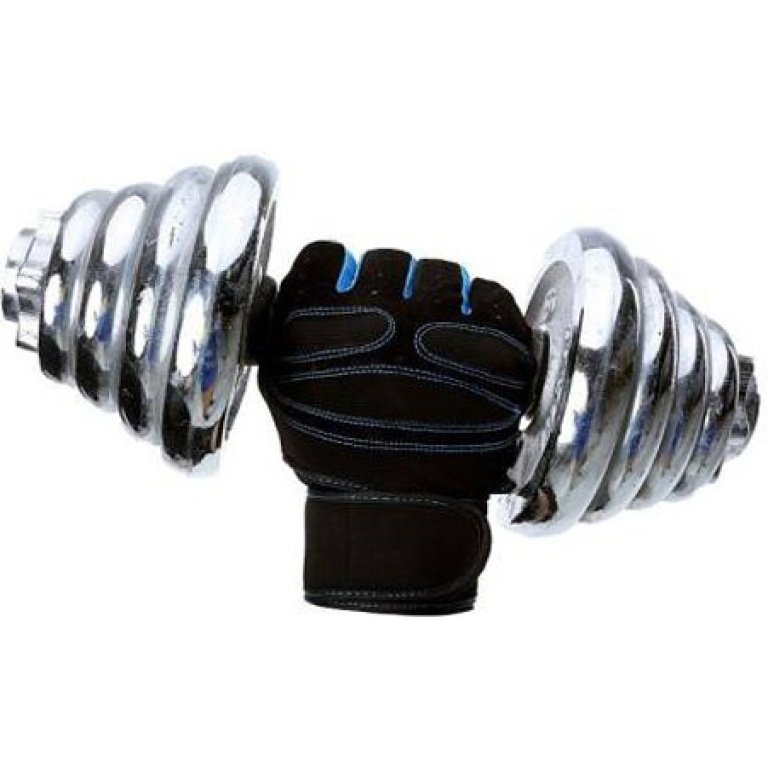 Black and blue hand gym gloves designed for weightlifting and other exercises, made with high-quality materials for a comfortable and secure fit. These gloves feature reinforced stitching, adjustable wrist straps, and a non-slip grip to prevent injuries and enhance performance. Ideal for fitness enthusiasts who want to protect their hands and improve their grip during intense workouts.