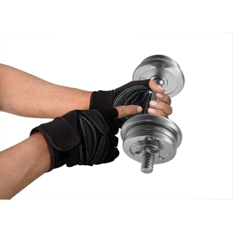 Black hand gym gloves designed for weightlifting and other exercises, made with high-quality materials for a comfortable and secure fit. These gloves feature reinforced stitching, adjustable wrist straps, and a non-slip grip to prevent injuries and enhance performance. Perfect for fitness enthusiasts who want to protect their hands and improve their grip during intense workouts.